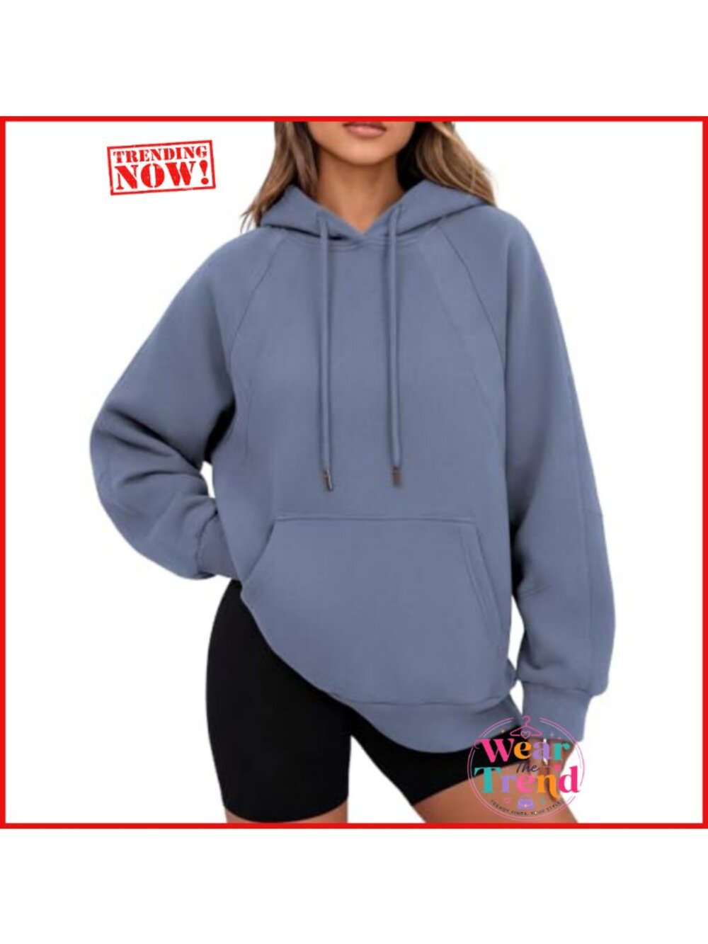 Women's Hooded Pullover Sweatshirt Kangaroo Pocket Long Sleeve